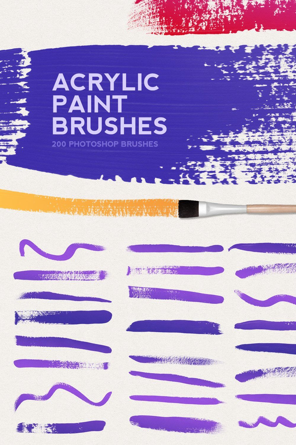 200 Acrylic Paint Brushes pinterest preview image.