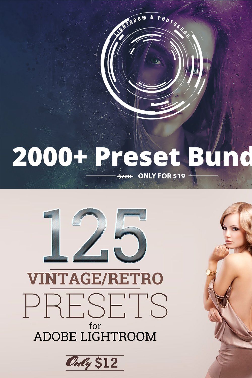 2000+ Lightroom Preset Bundle pinterest preview image.