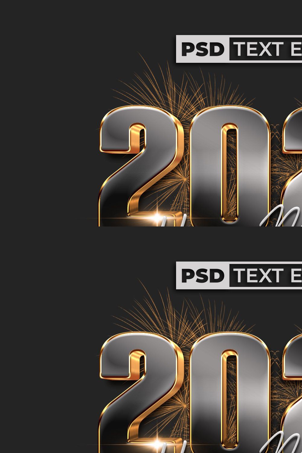 2023 Text Effect Gold Style pinterest preview image.