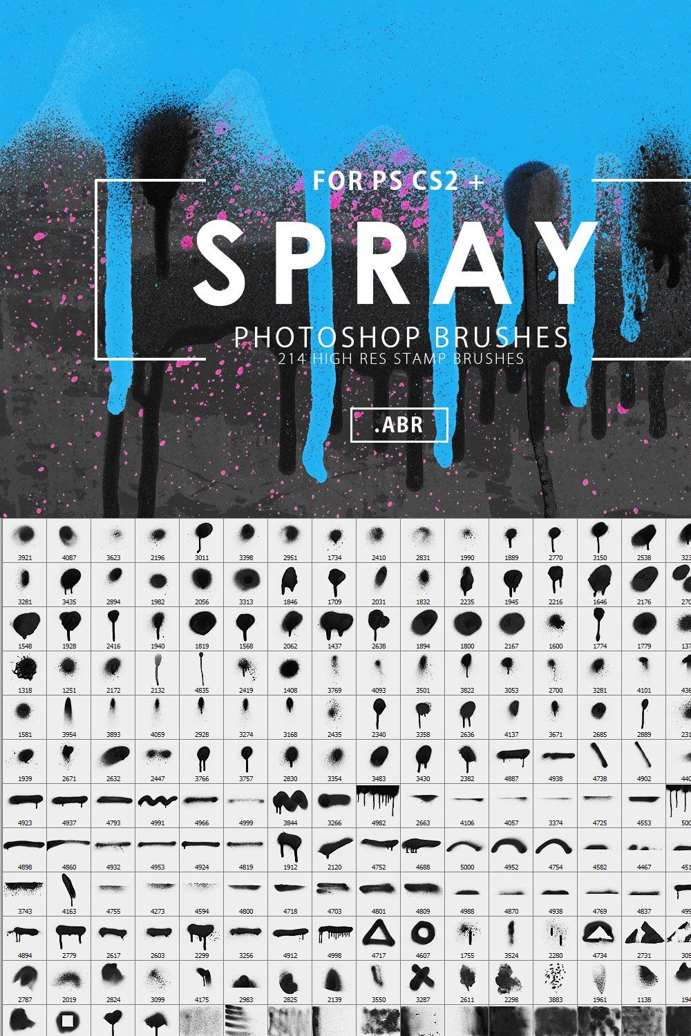 214 Spray Photoshop Brushes pinterest preview image.