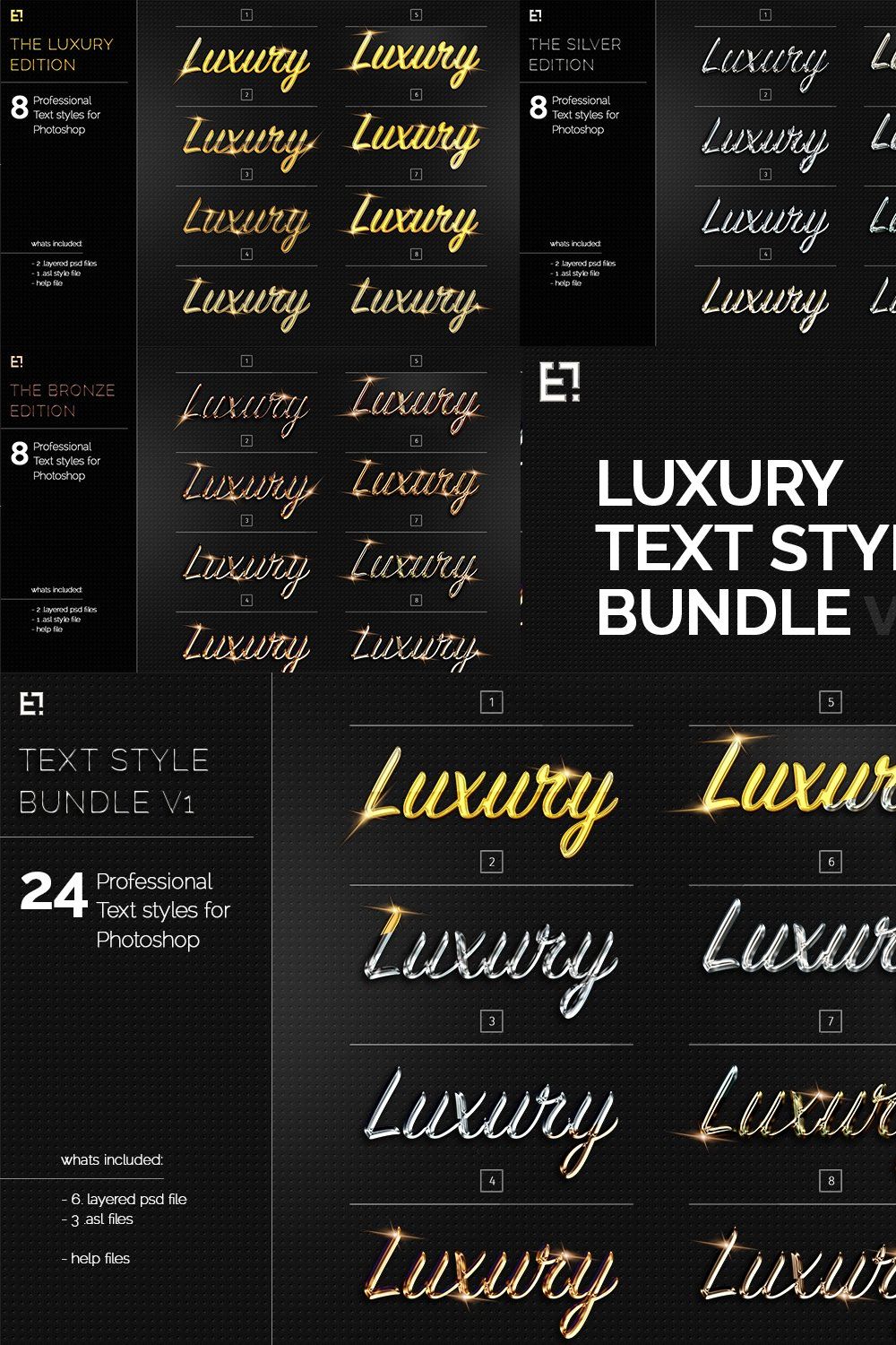 24 Text Layer Styles Bundle pinterest preview image.