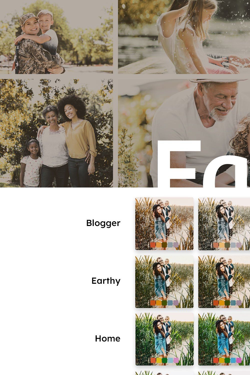 25 Family Lightroom Presets LUTs pinterest preview image.