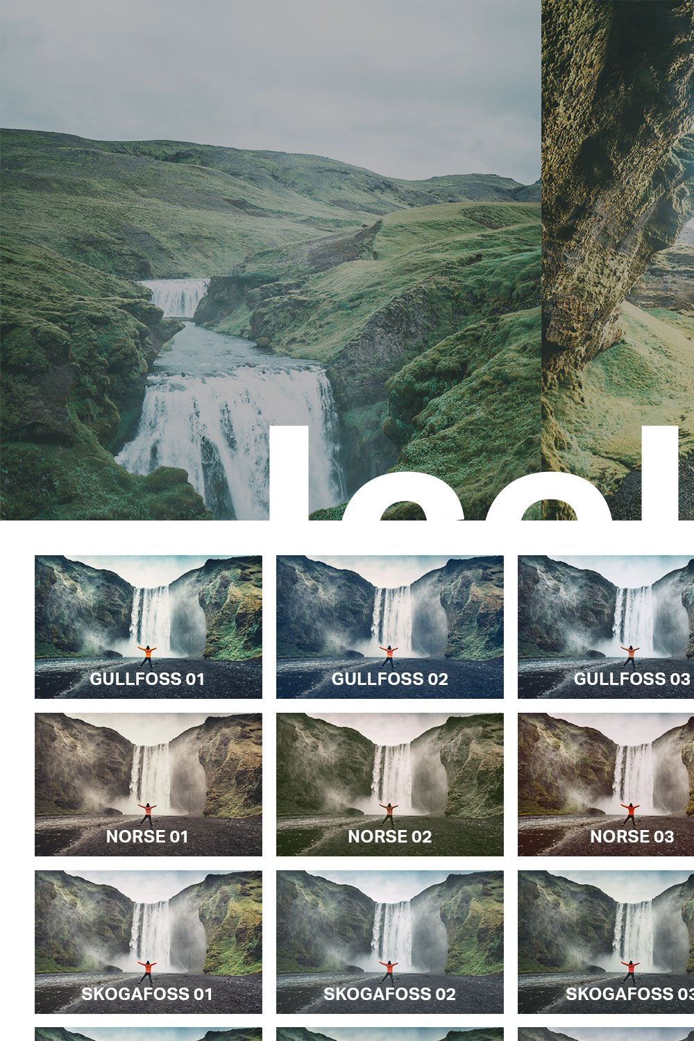 25 Icelandic Lightroom Presets LUTs pinterest preview image.