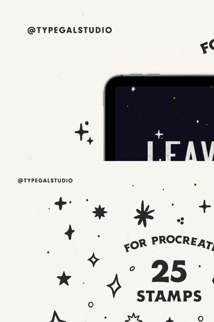 25 Procreate Sparkle Stamp Brushes MasterBundles