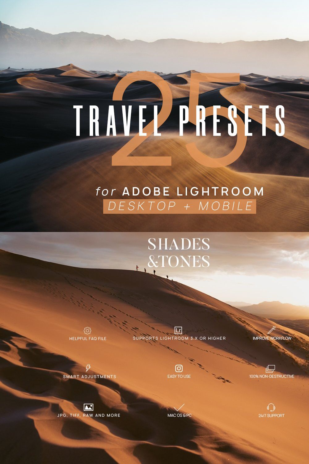 25 Travel Presets for Lightroom pinterest preview image.