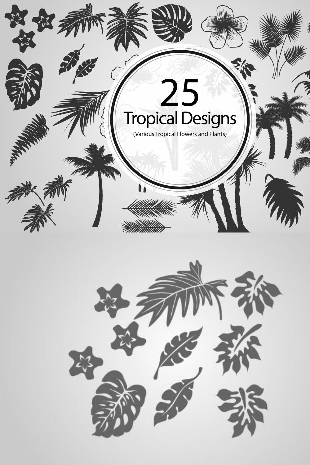 25 Tropical Designs (Vector) pinterest preview image.
