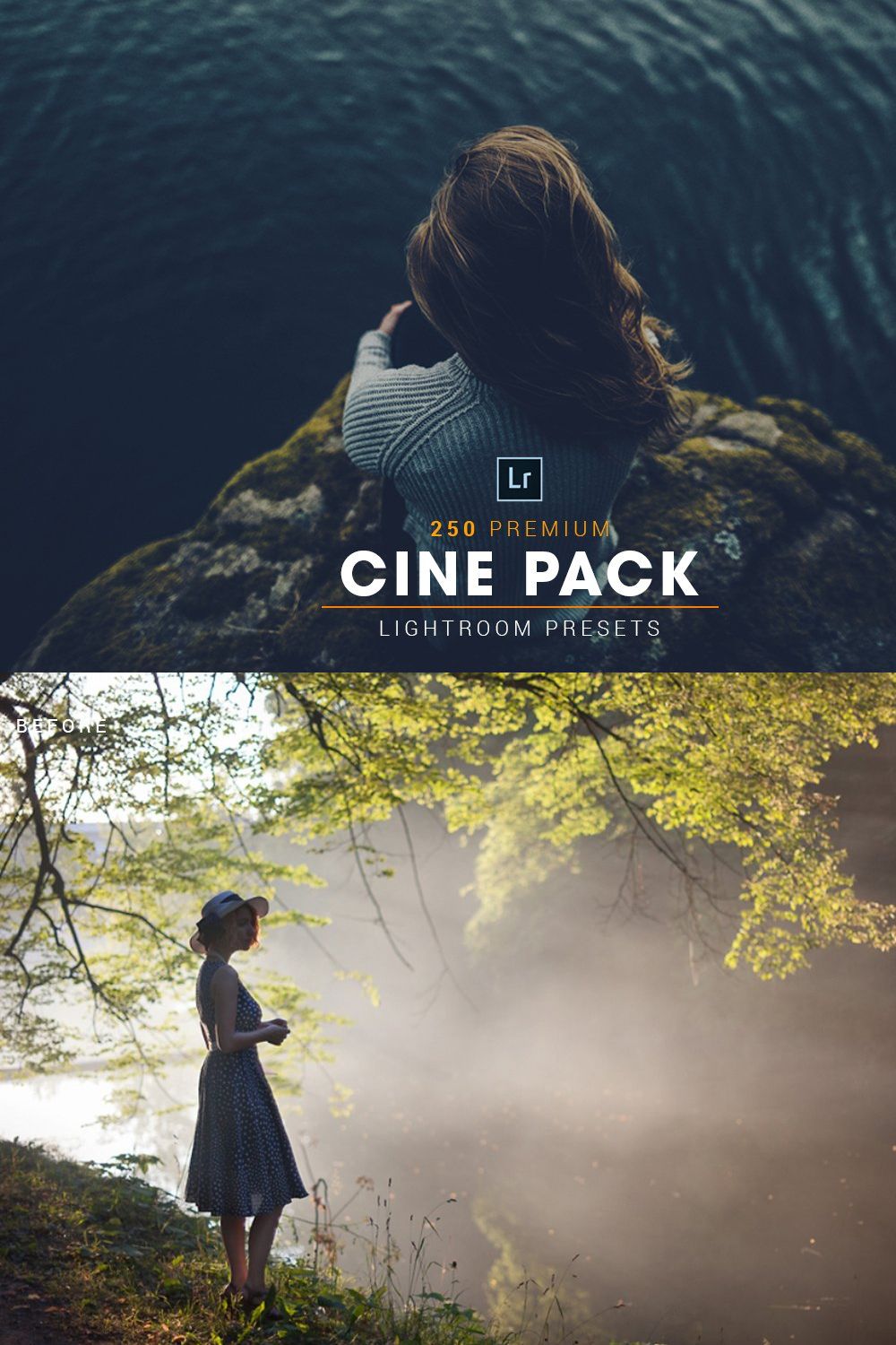 250 Premium Cine Lightroom Presets pinterest preview image.