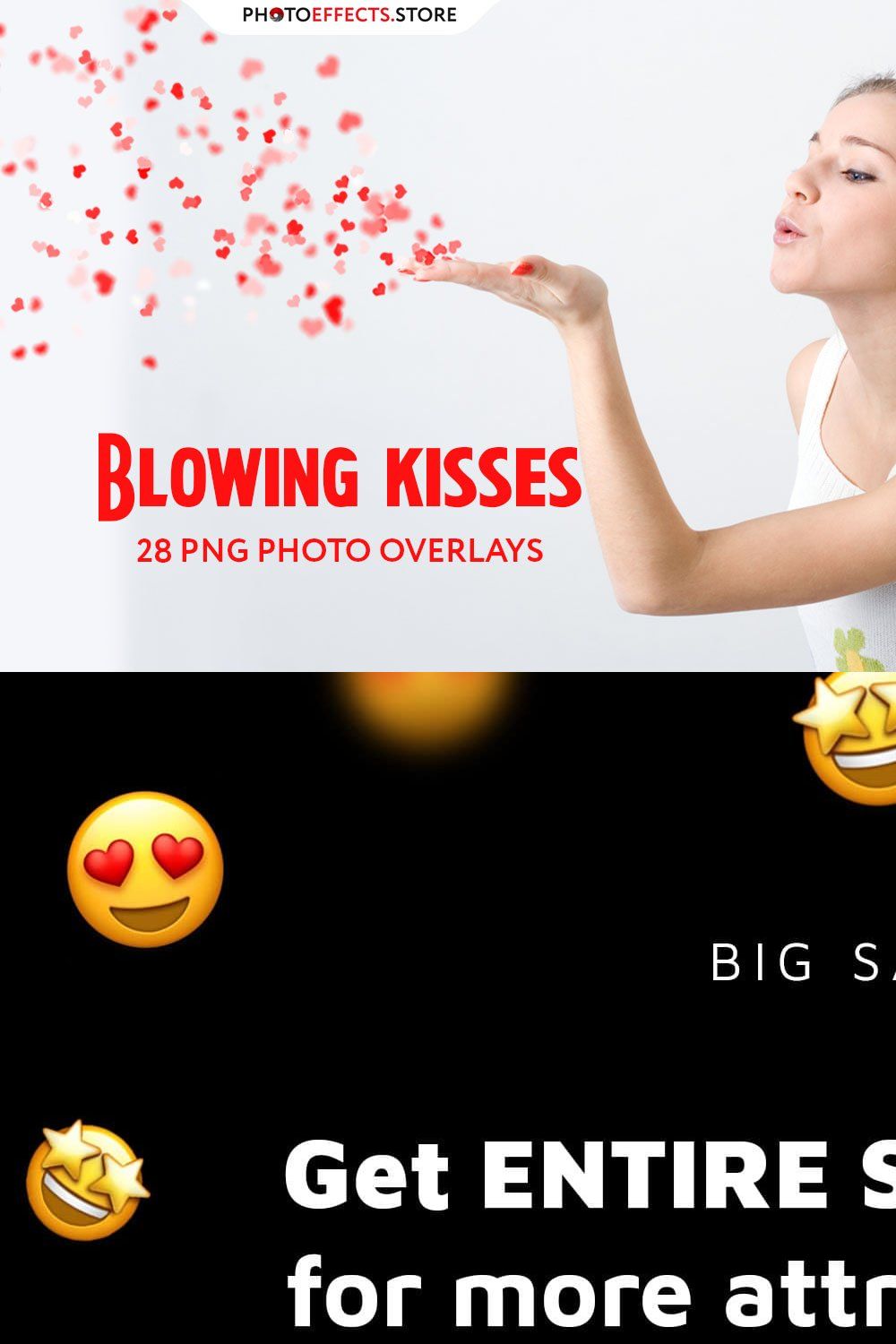 28 Blowing kisses Photoshop Overlays pinterest preview image.