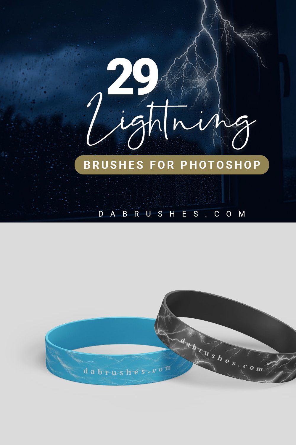 29 Lightning Photoshop Brushes pinterest preview image.
