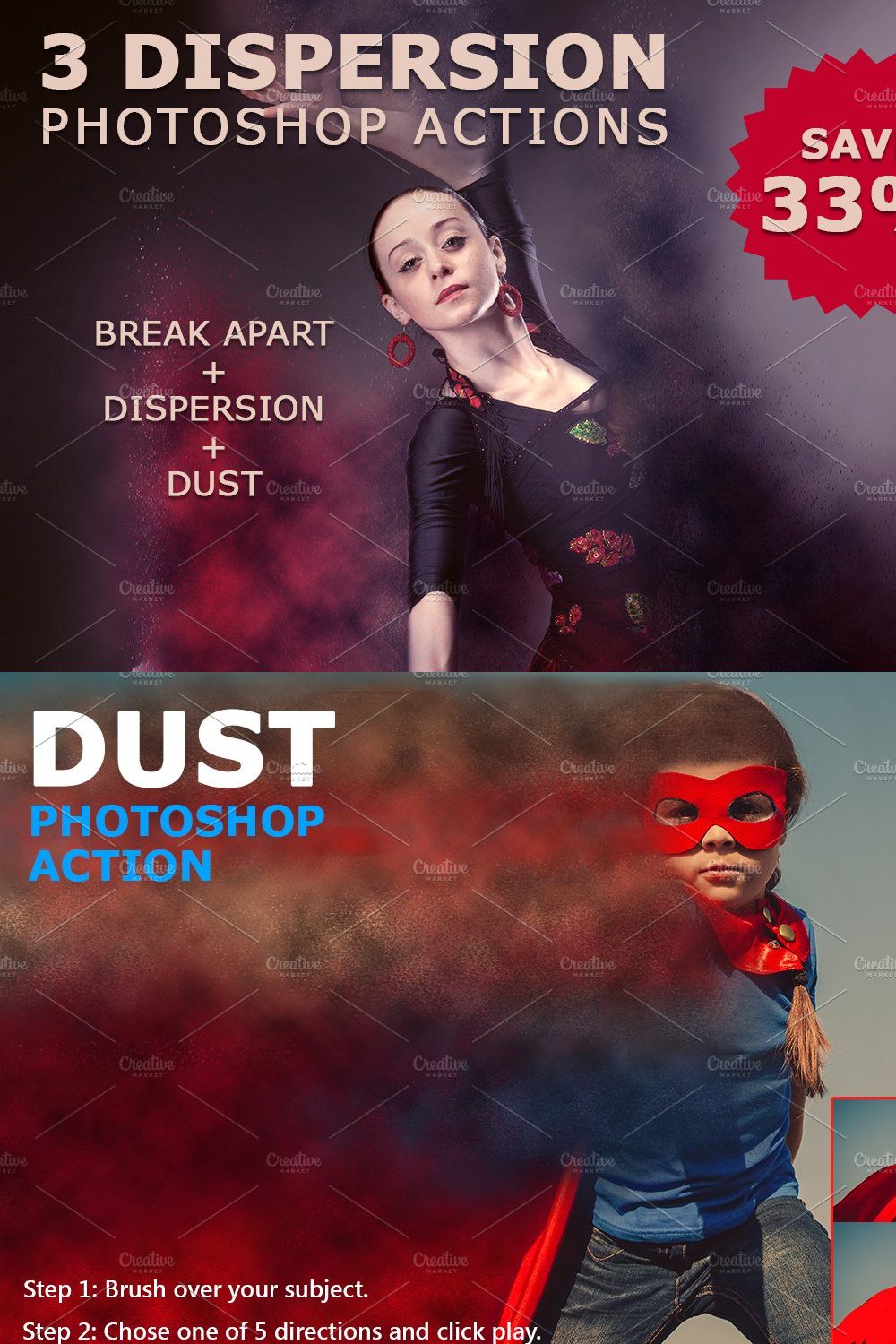 3 Dispersion Photoshop Action Bundle pinterest preview image.