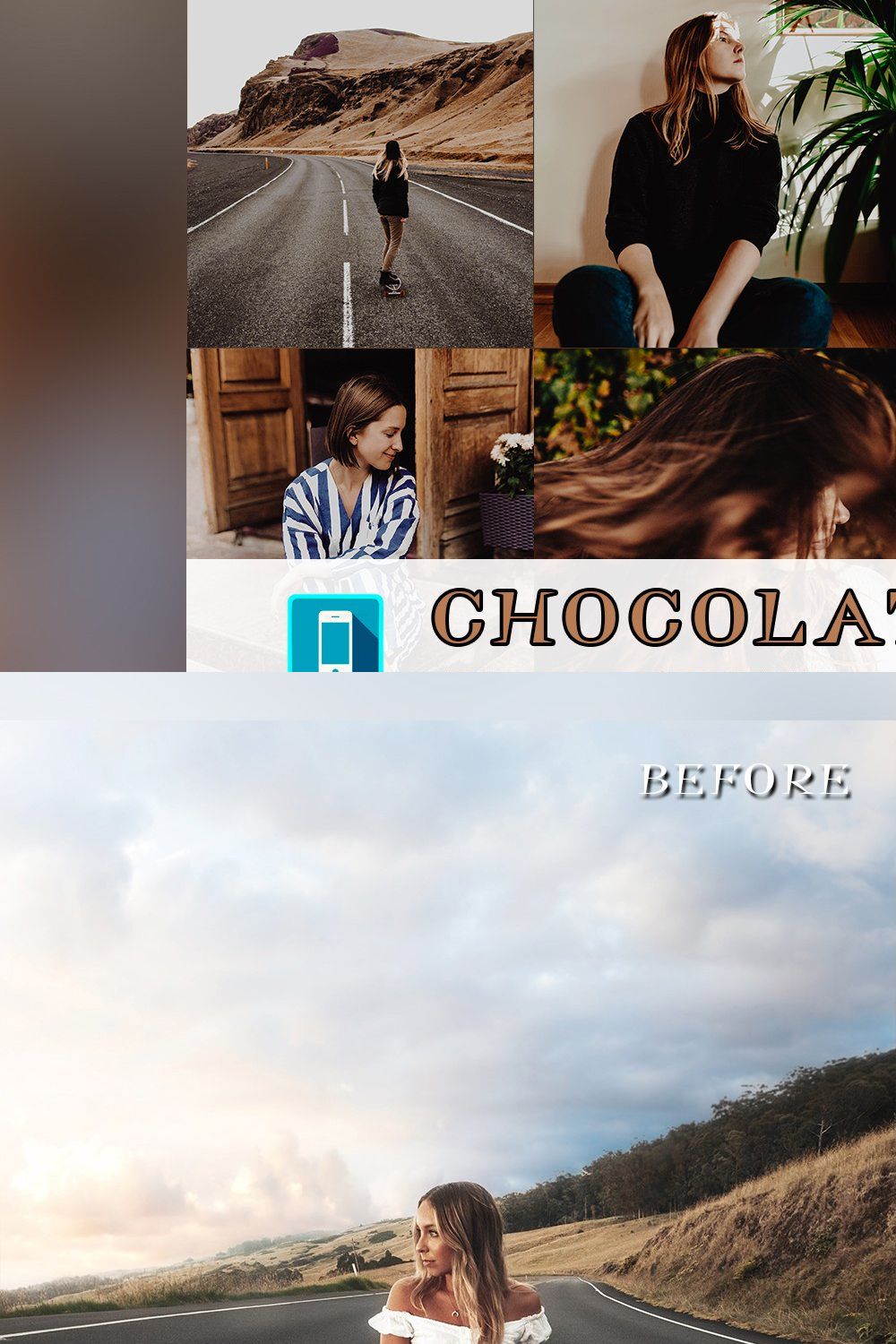 3 Lightroom Mobile Presets Chocolate pinterest preview image.