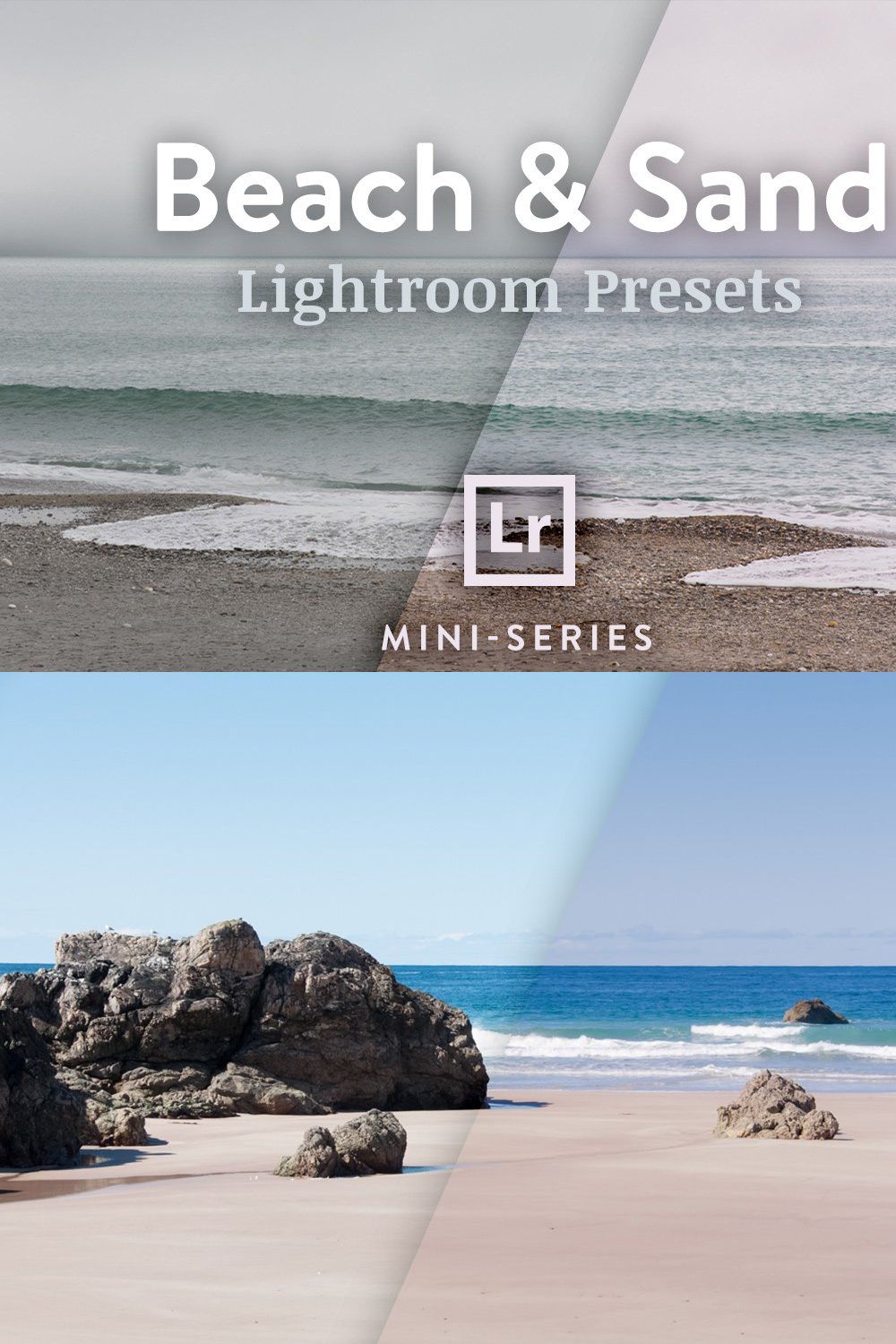 3 Lightroom Presets - Beach & Sand pinterest preview image.