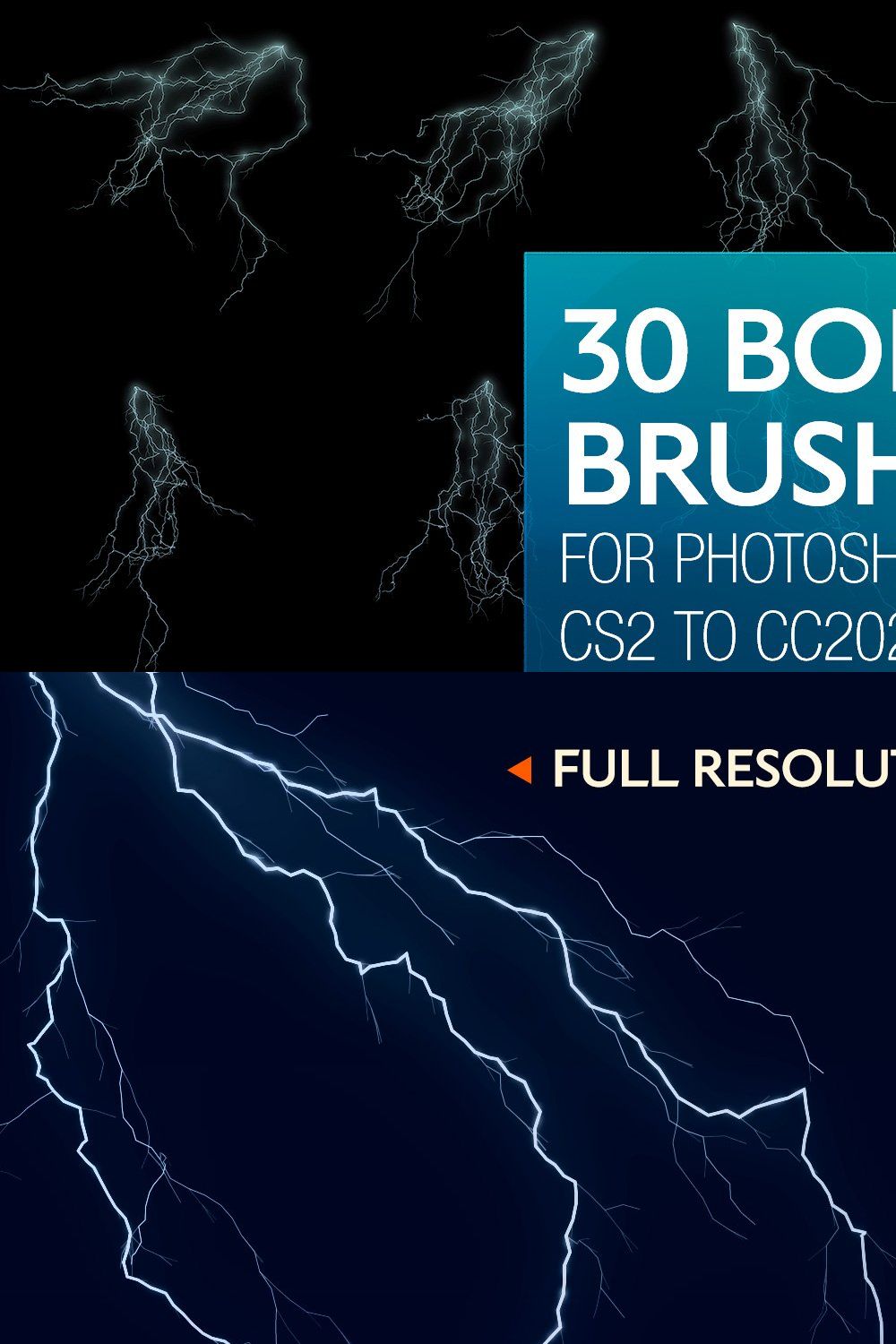 30 Bolt Brushes for PS CS2 to CC202+ pinterest preview image.