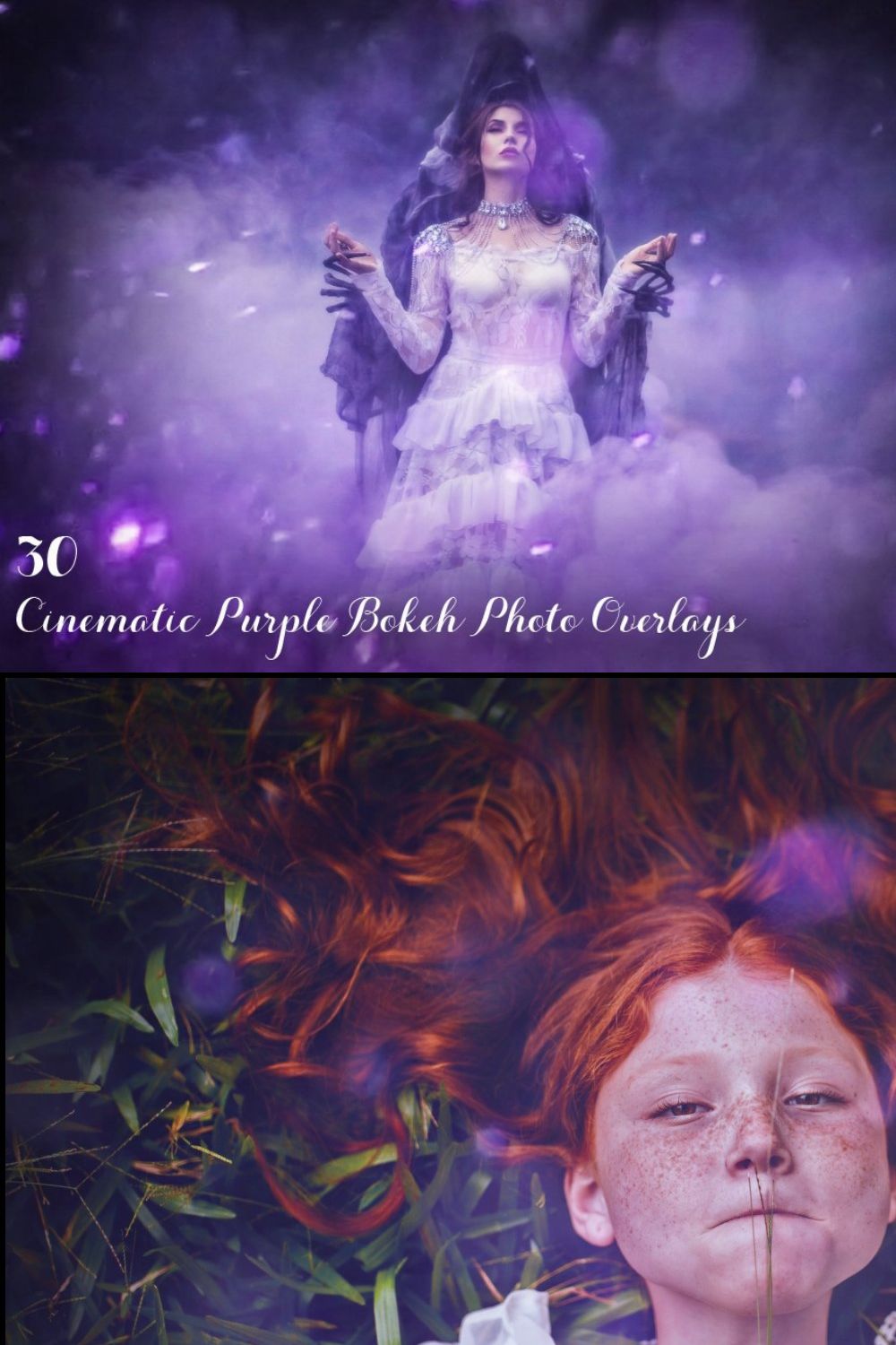 30 Cinematic Purple Bokeh Overlays pinterest preview image.