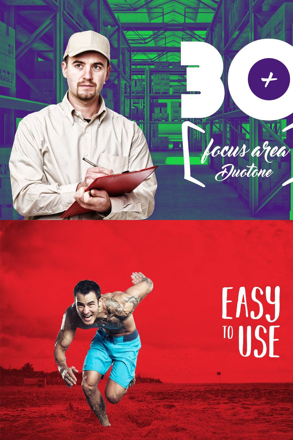 30 Focus are Duotone Actions pinterest preview image.