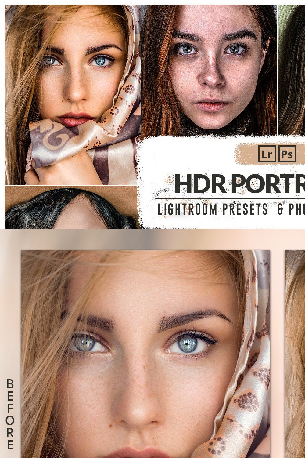 30 HDR Portrait v2 Presets & Actions pinterest preview image.