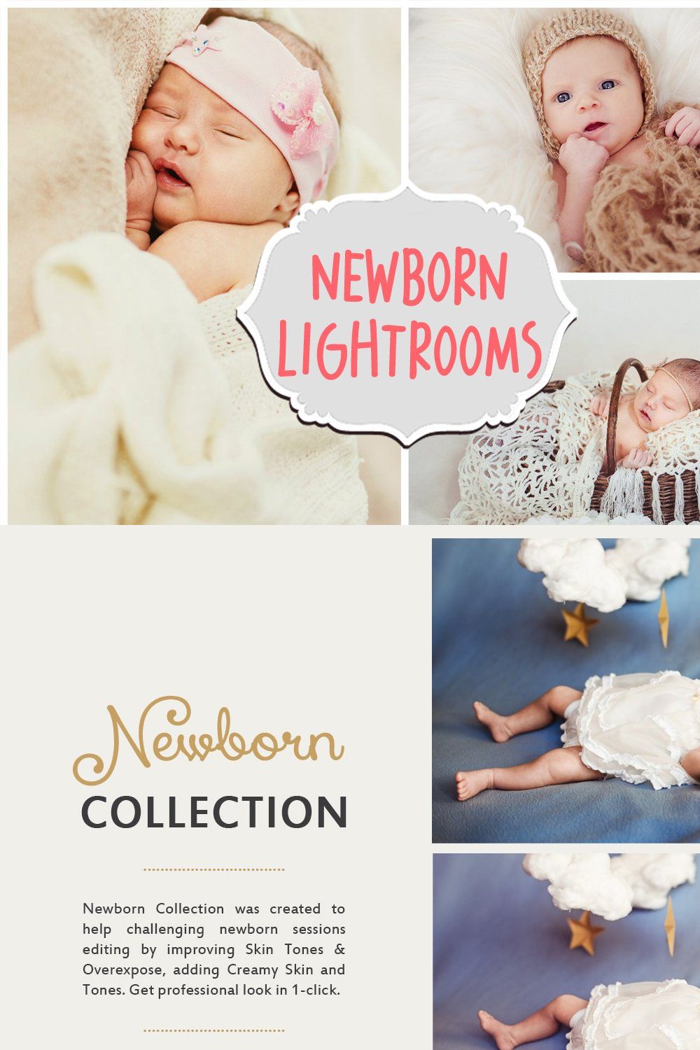 30 Newborn Lightroom Presets pinterest preview image.