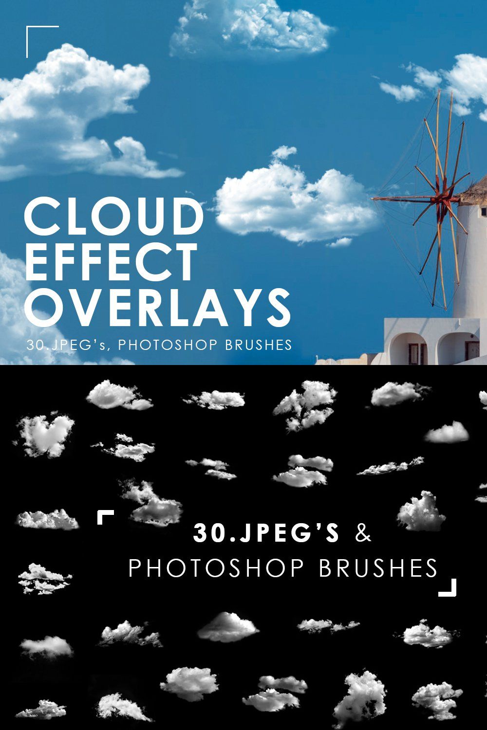 30 Realistic Cloud Overlays pinterest preview image.