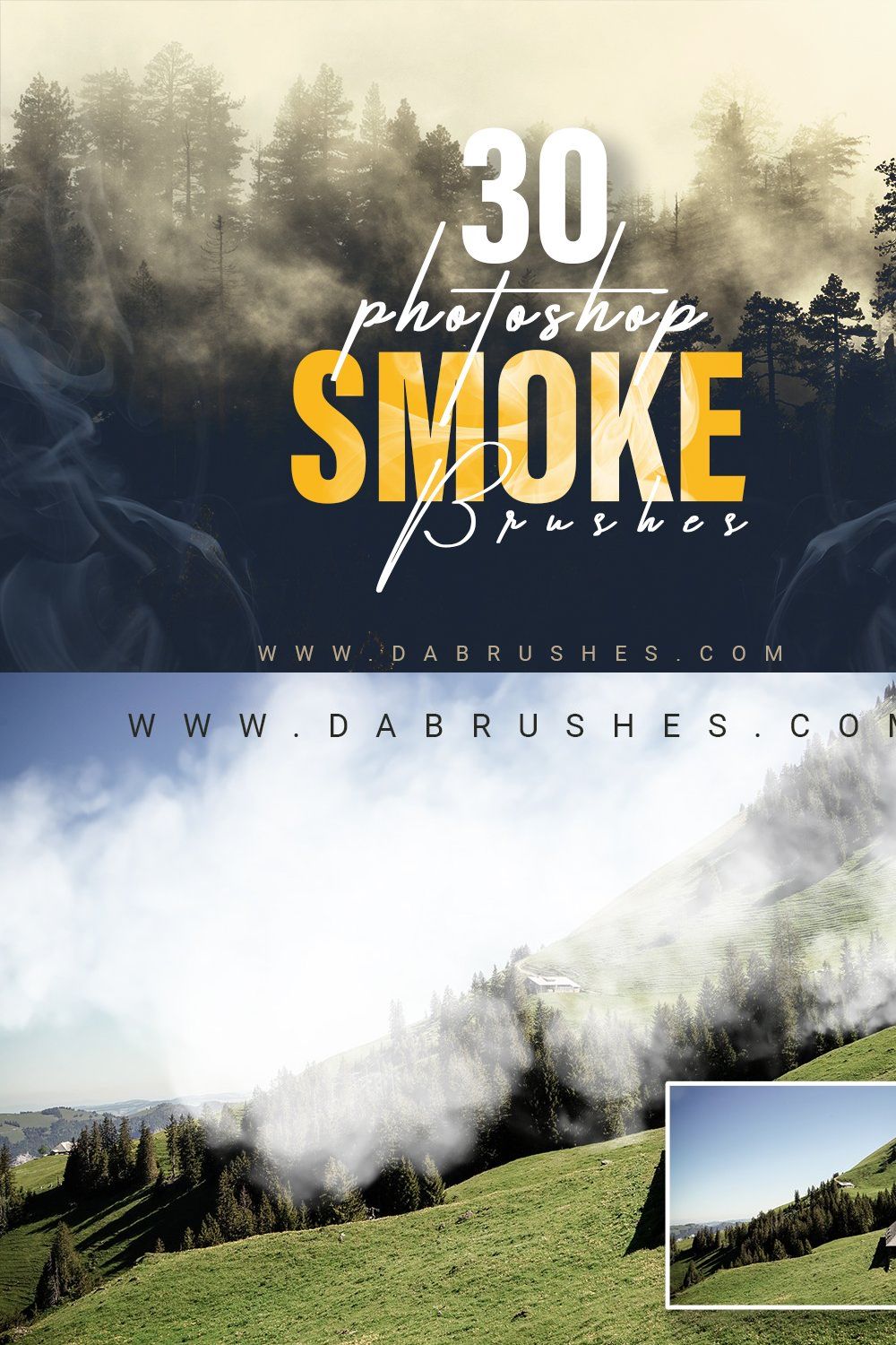 30 Smoke Photoshop Brushes pinterest preview image.