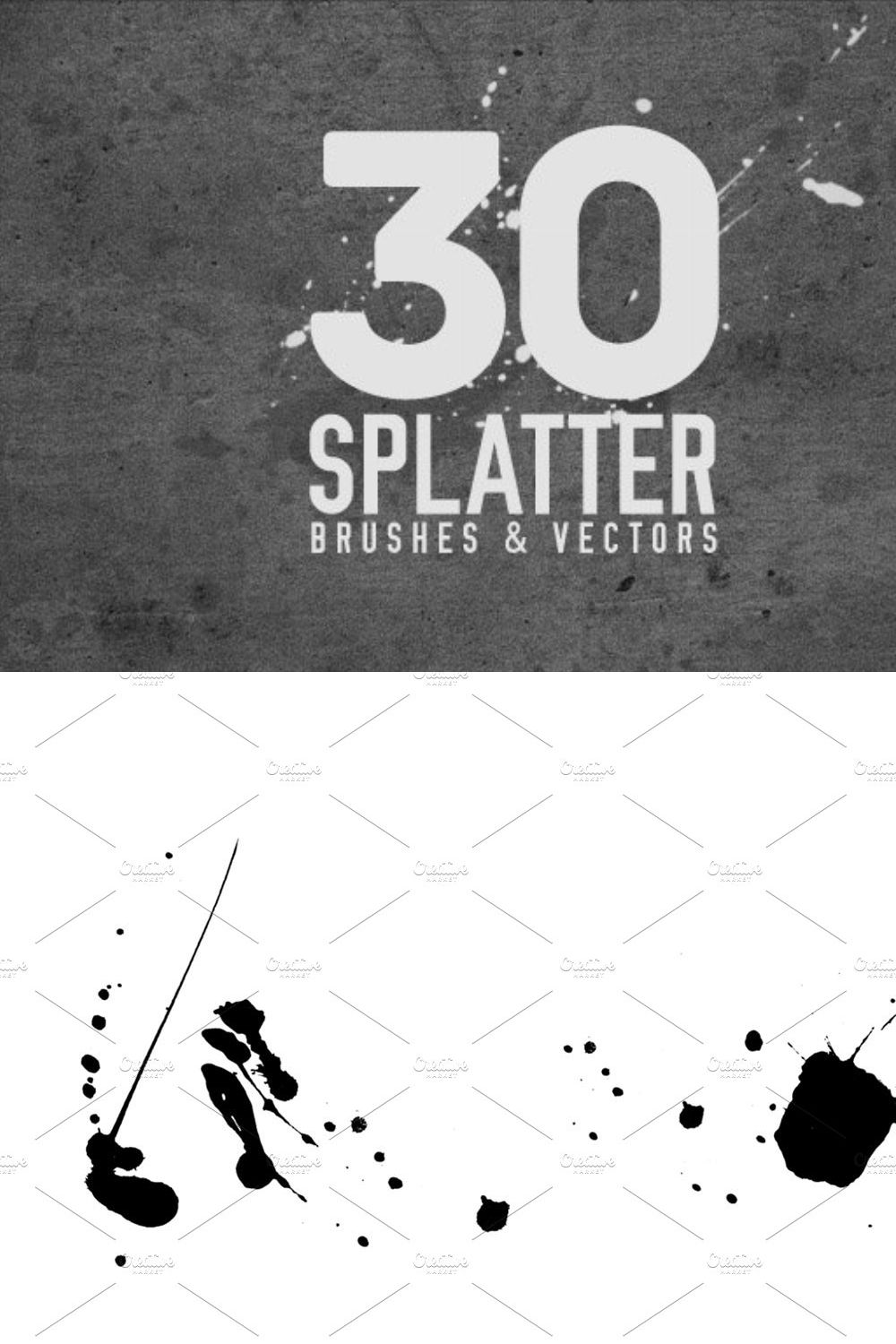 30 Splatter Brushes pinterest preview image.