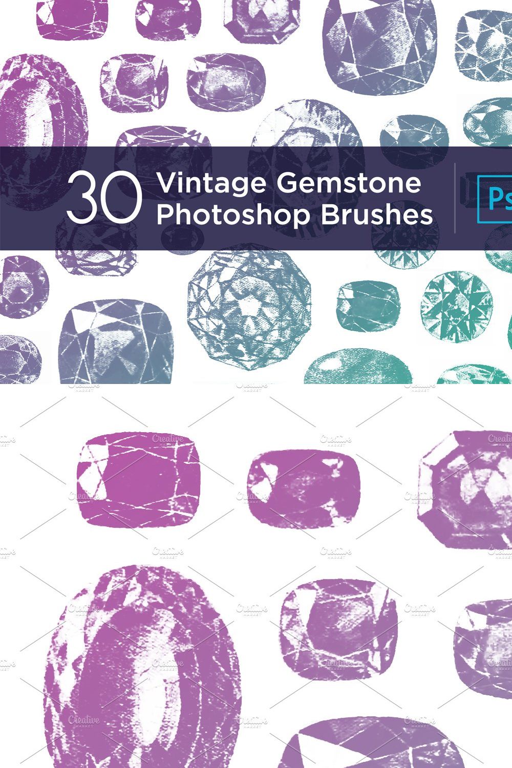 30 Vintage Gemstone PS Brushes pinterest preview image.