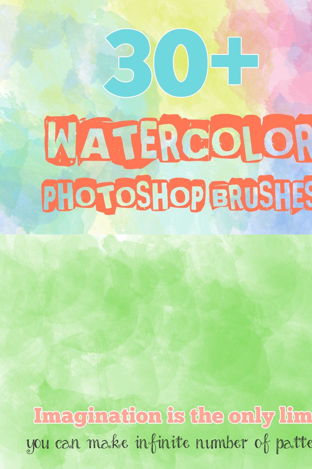 30+ Watercolor Photoshop Brushes pinterest preview image.