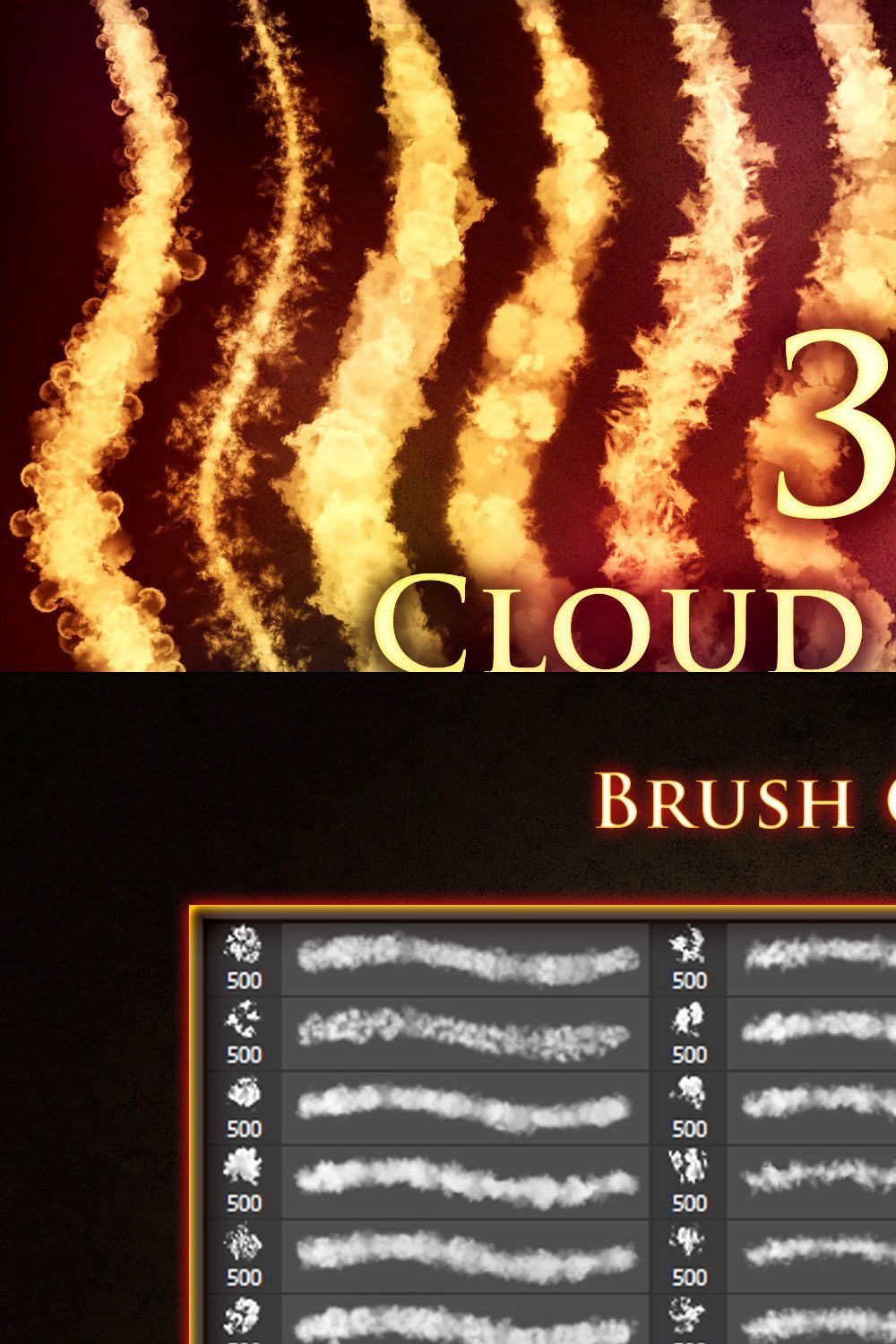 31 Cloud Stroke Brushes pinterest preview image.
