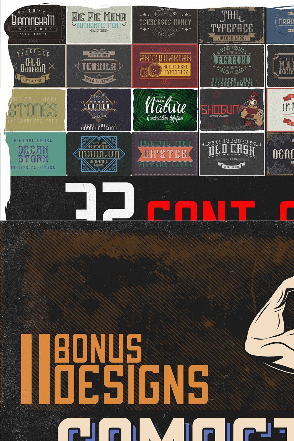 32 fonts BUNDLE pinterest preview image.