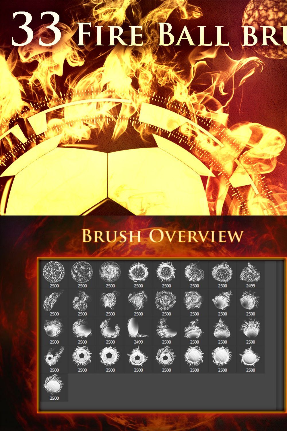 33 Fireball Brushes pinterest preview image.