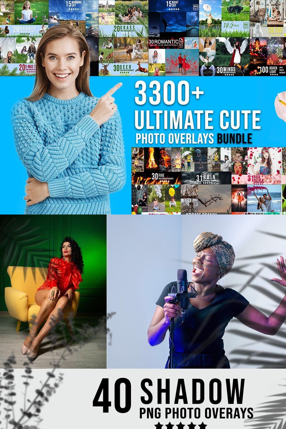 3300+ Photo Overlays Bundle+FREE Act pinterest preview image.