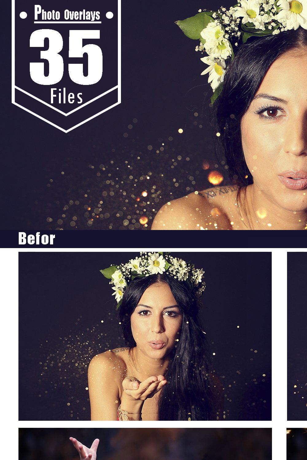 35 Blowing glitter Photoshop overlay pinterest preview image.