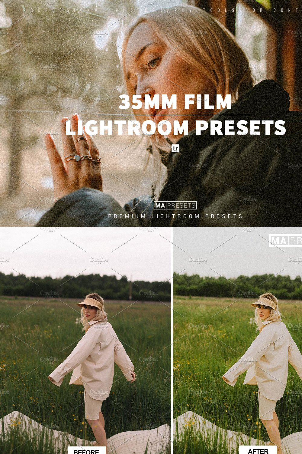 35MM FILM LOOK Lightroom Presets pinterest preview image.