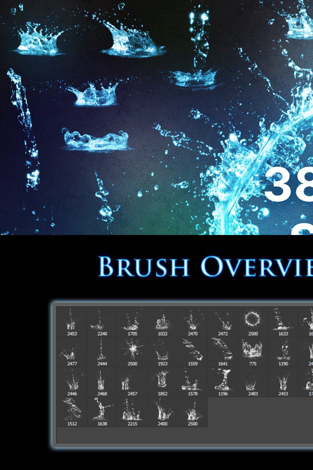 38 Water Splash Brushes pinterest preview image.