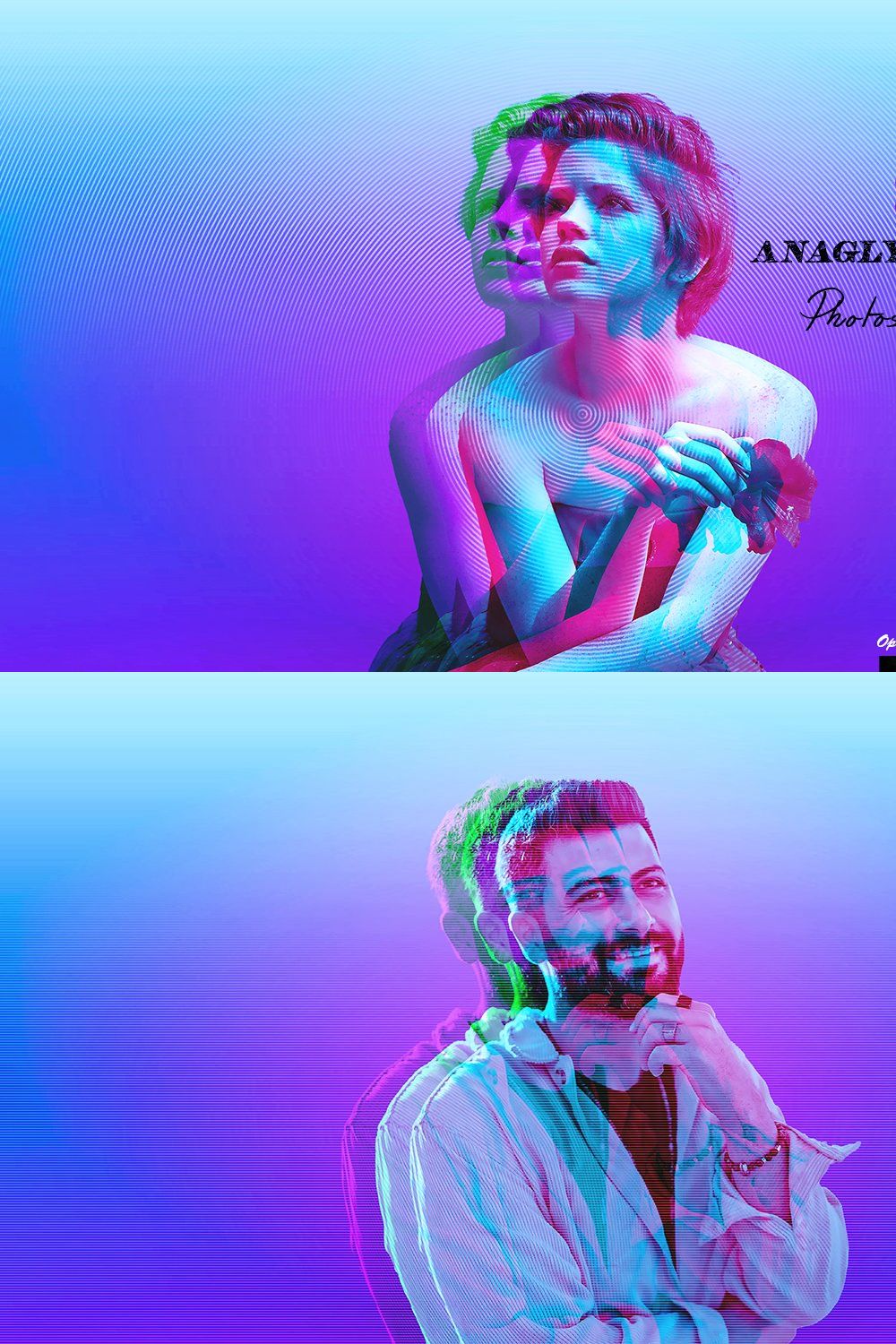 3D Anaglyph  Effect Photoshop Action pinterest preview image.