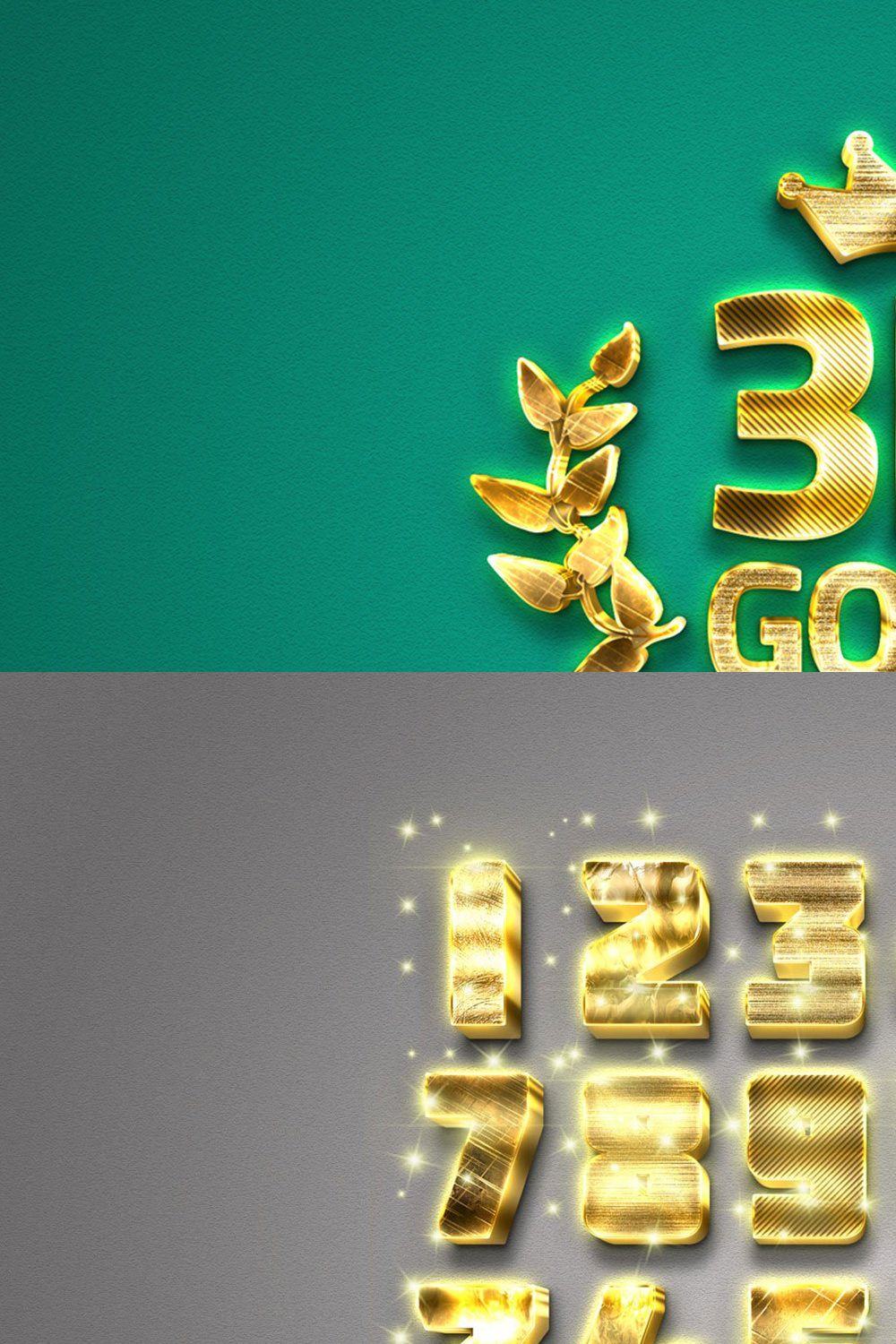 3D Gold Text Effect pinterest preview image.