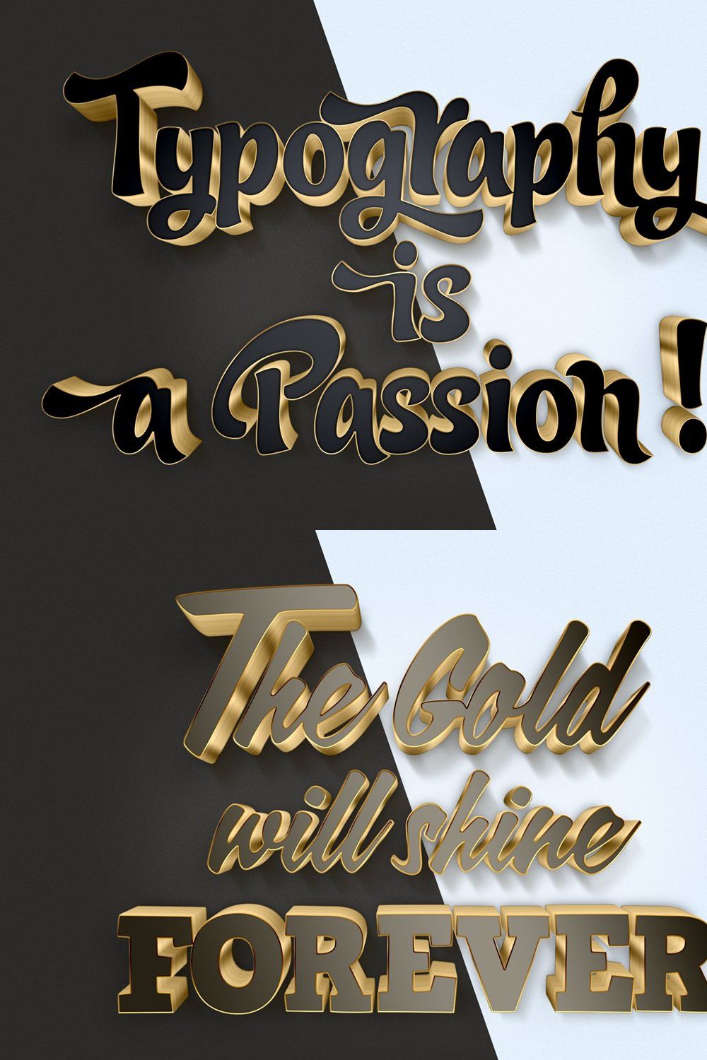 3D Gold Text Effects pinterest preview image.