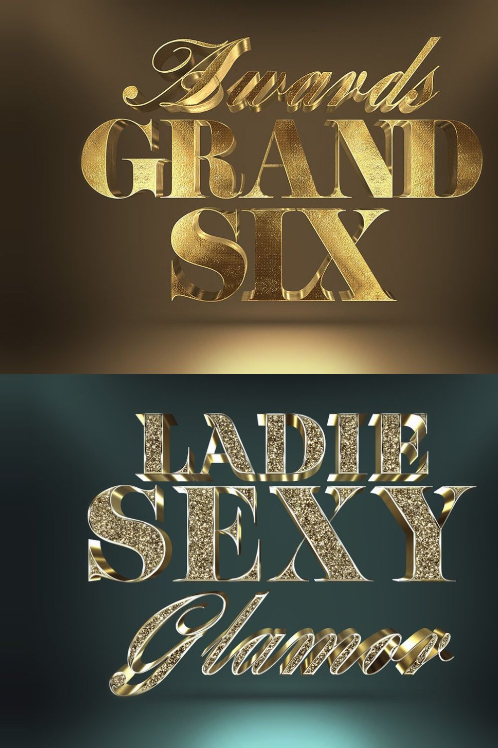 3D Gold Text Effects Vol.2 pinterest preview image.