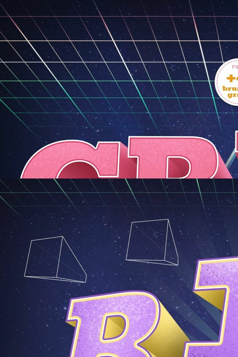 3D Lettering Grids and Brushes – MasterBundles