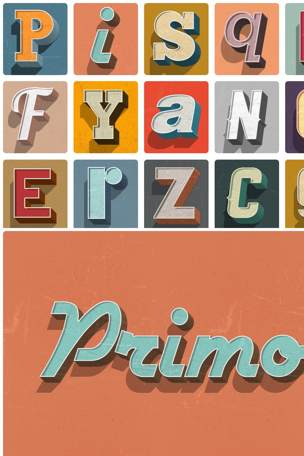 3D Retro Text Styles for Photoshop pinterest preview image.