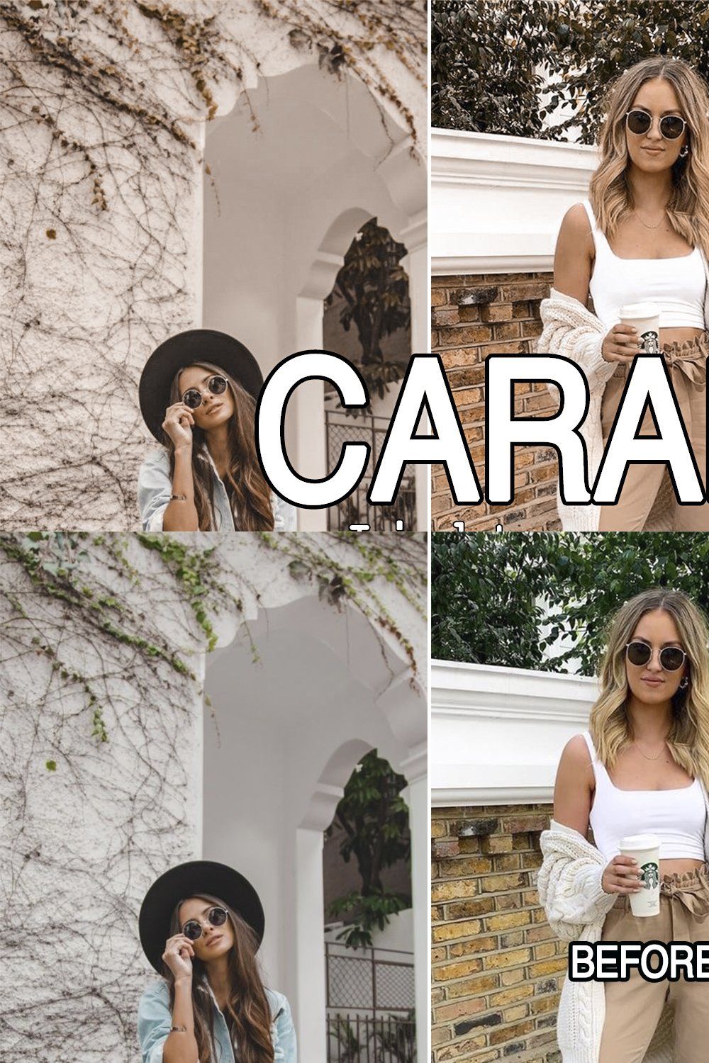 4 Caramel Lightroom Presets pinterest preview image.