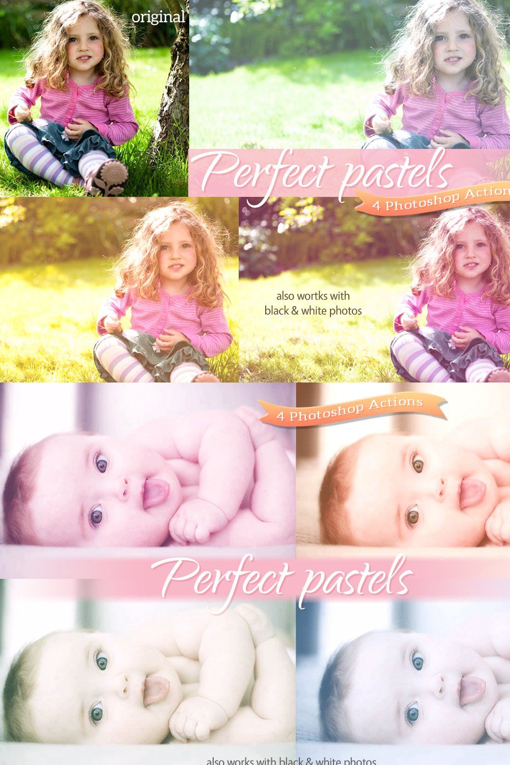 4 Perfect Pastel Actions pinterest preview image.
