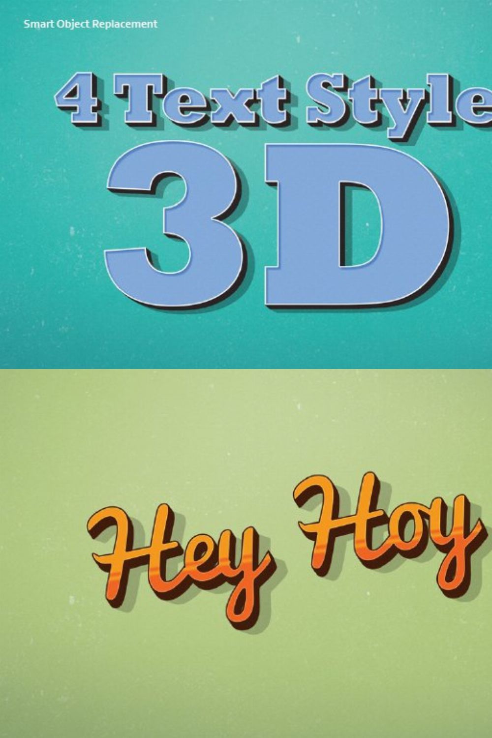 4 Text Style 3D for Adobe Photoshop pinterest preview image.