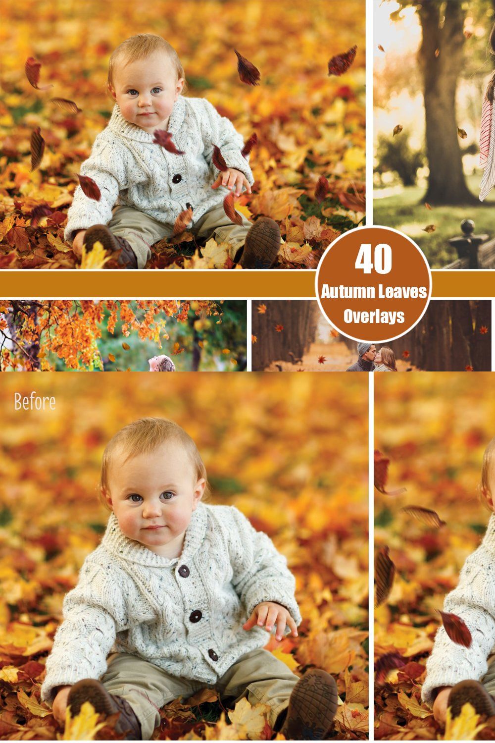 40 Autumn Leaves Overlays pinterest preview image.
