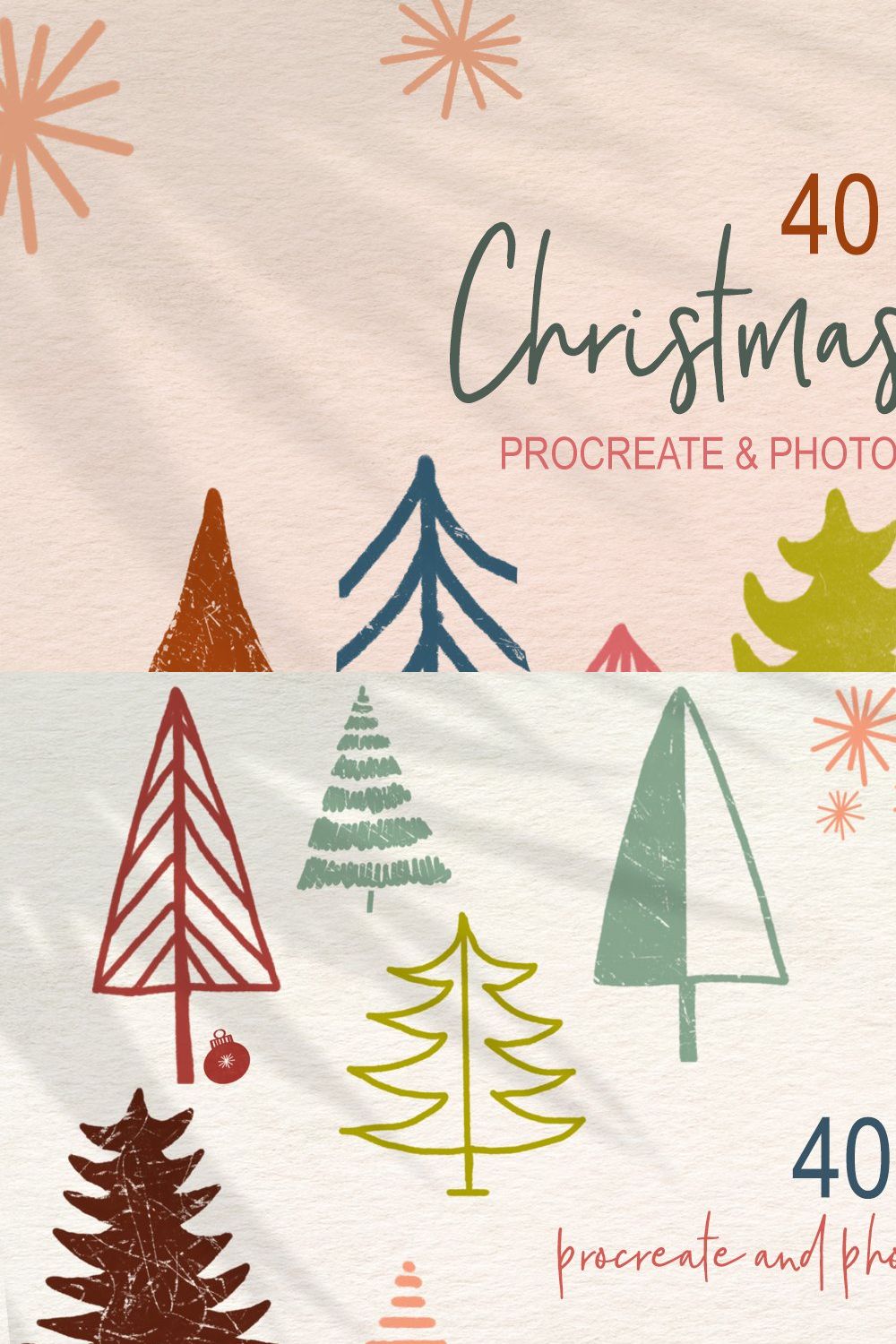 40 Christmas Tree Stamps pinterest preview image.