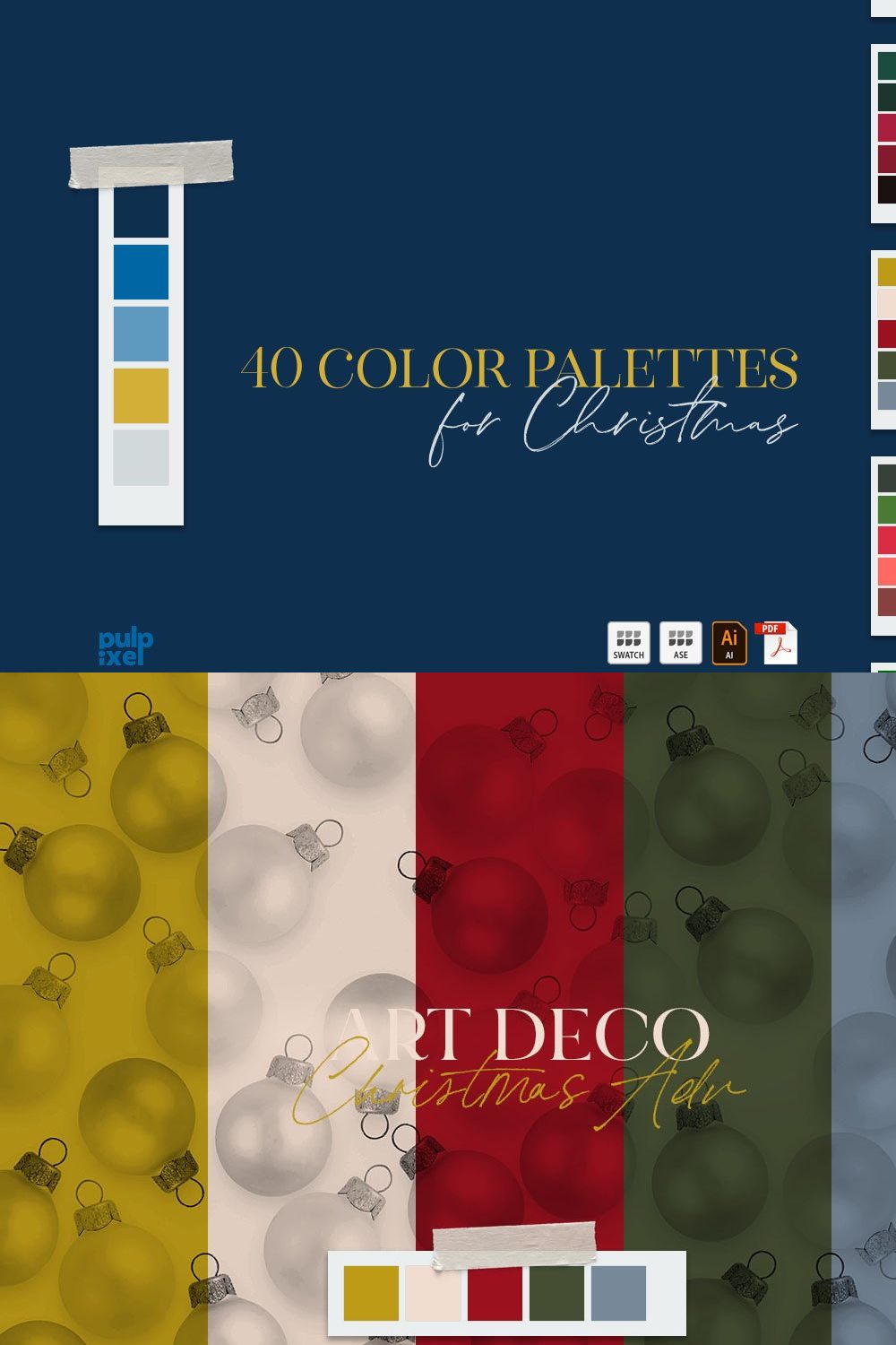 40 Color Palettes for Christmas pinterest preview image.