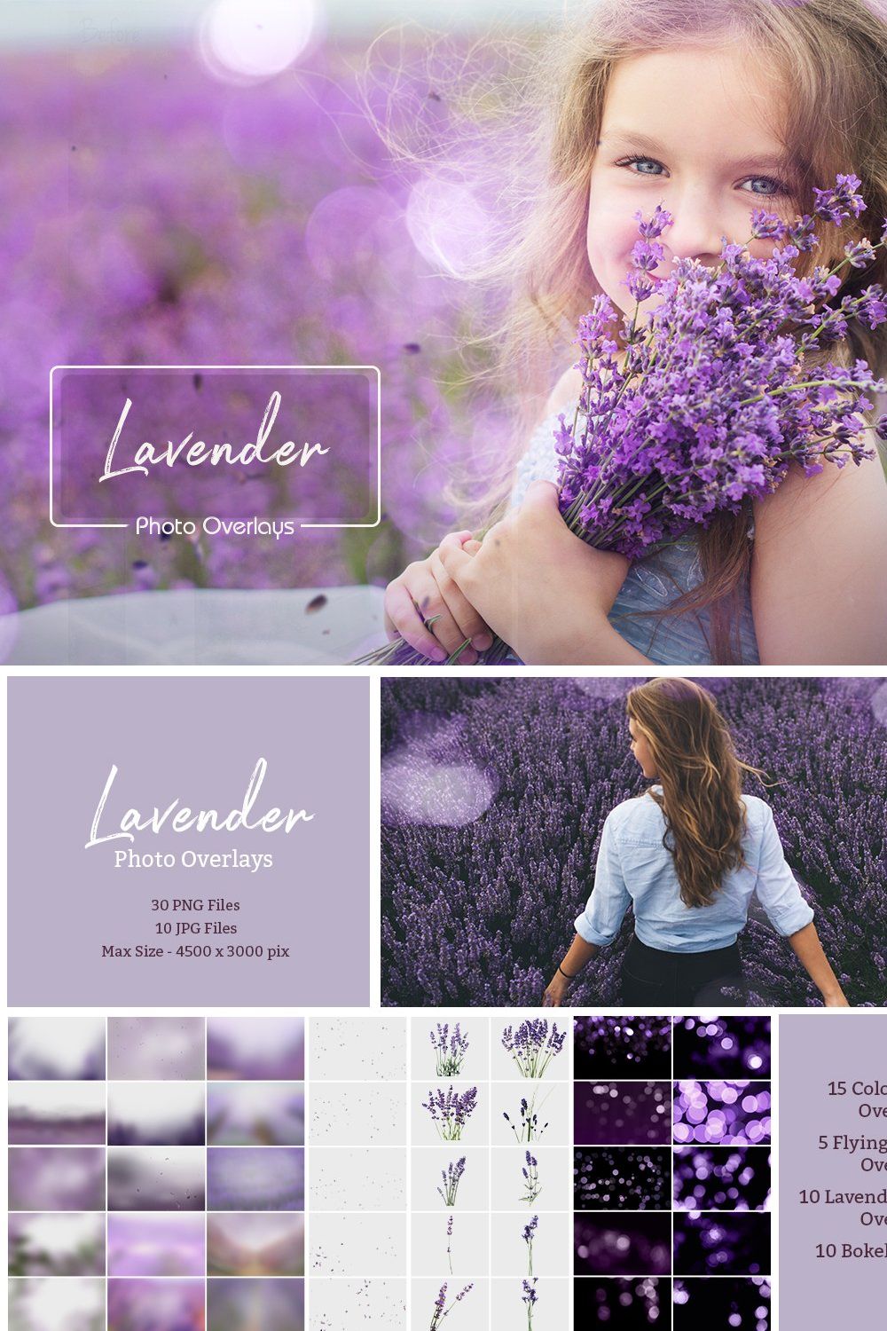 40 Lavender Overlays pinterest preview image.