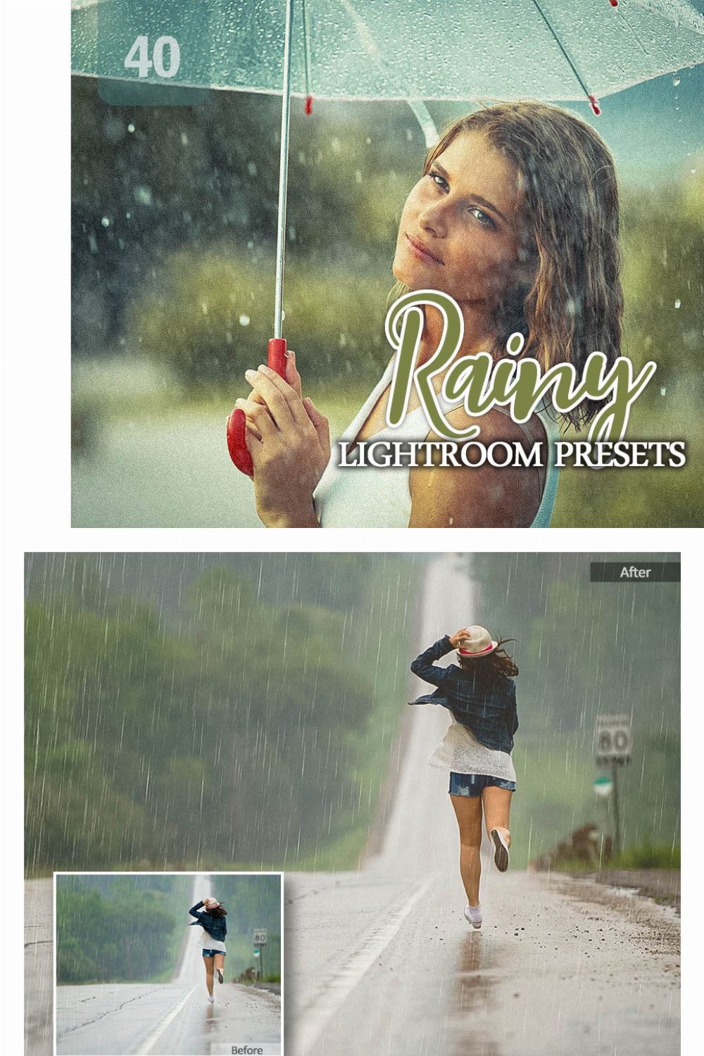 40 Rainy Lightroom Presets pinterest preview image.