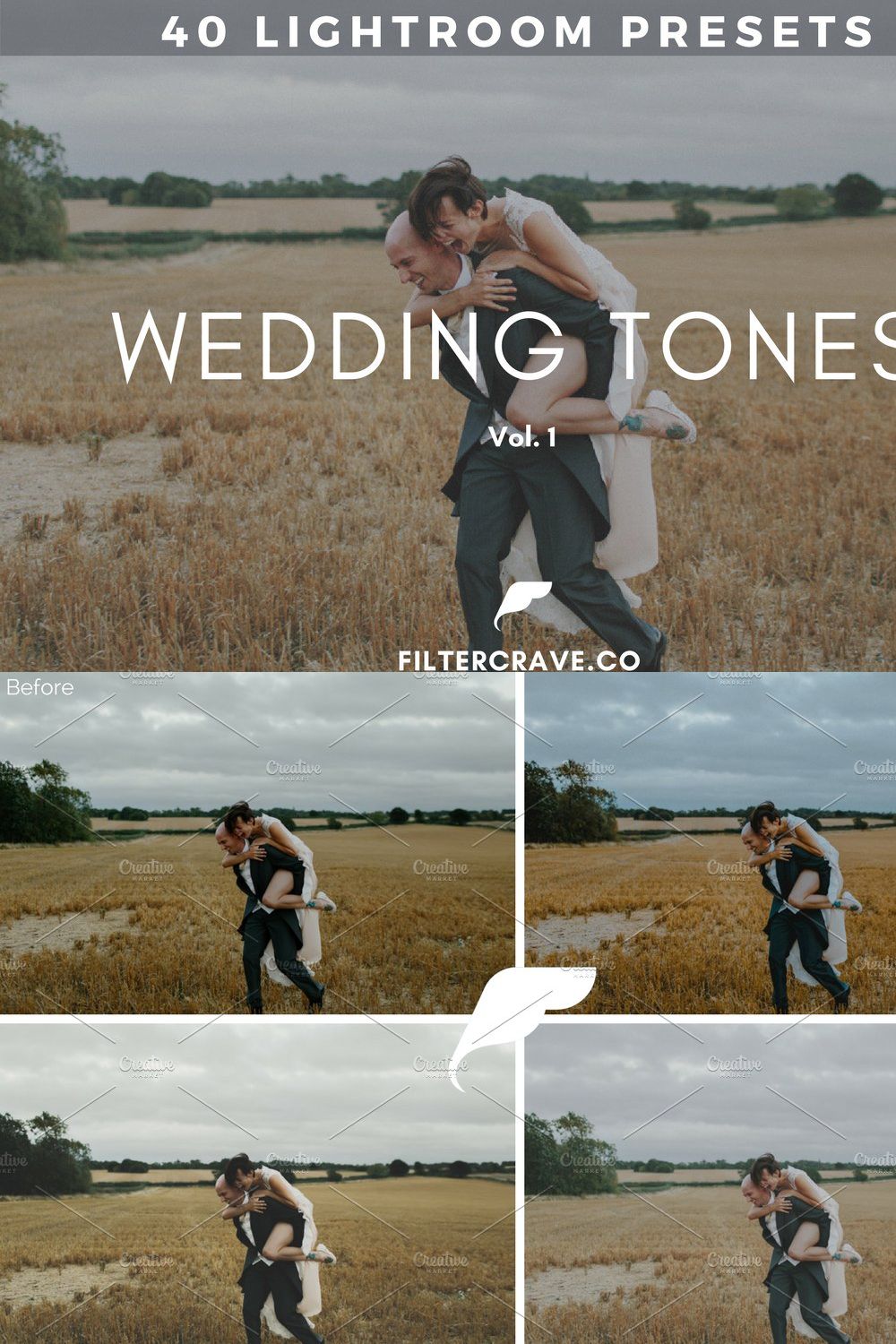 40 Wedding Lightroom Presets Bundle pinterest preview image.