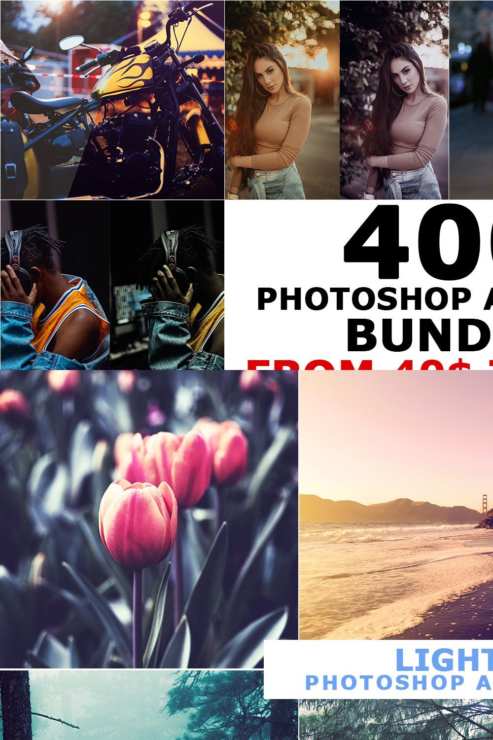 400 Modern Photoshop Actions SALE pinterest preview image.