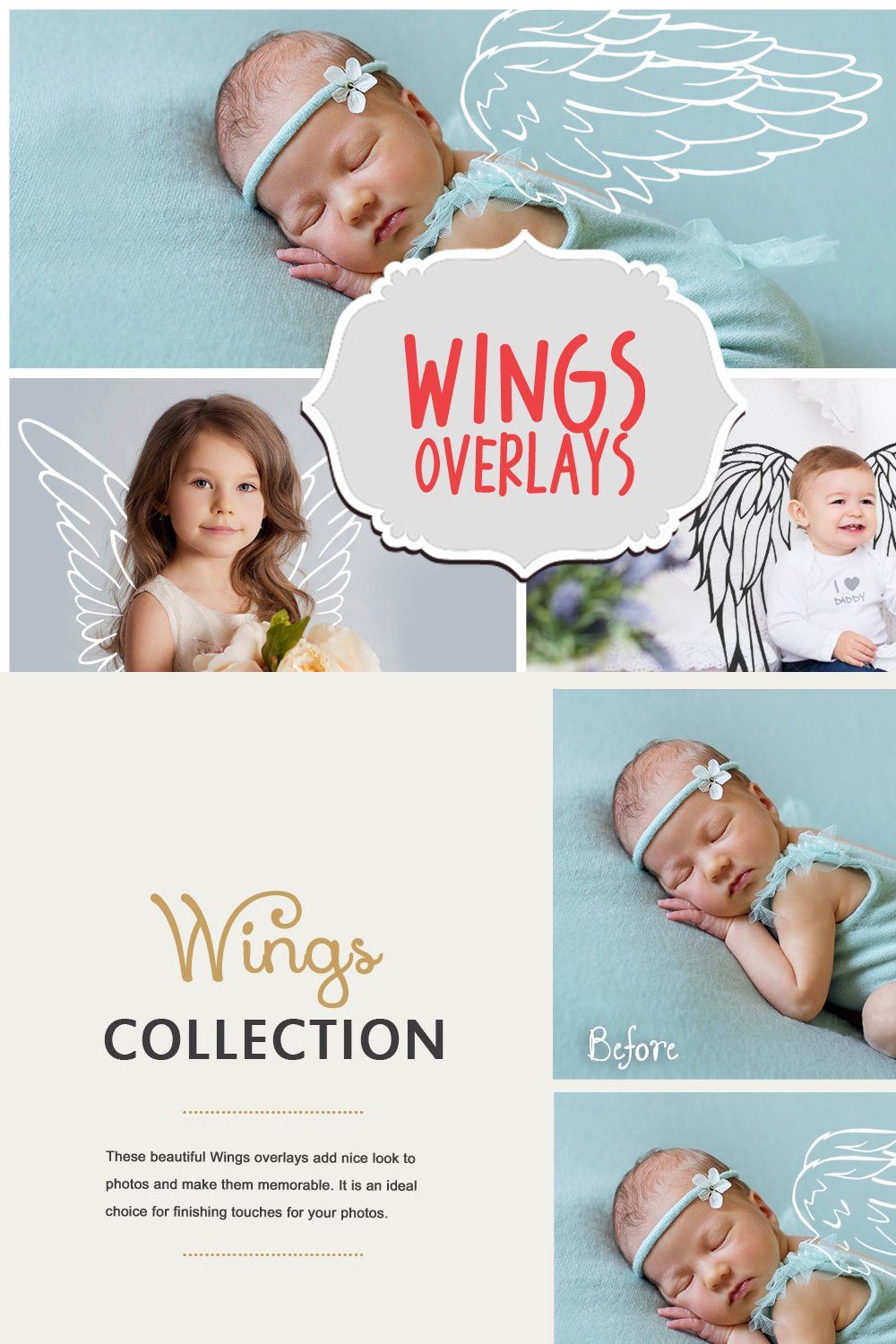42 Angel Wings Overlays pinterest preview image.